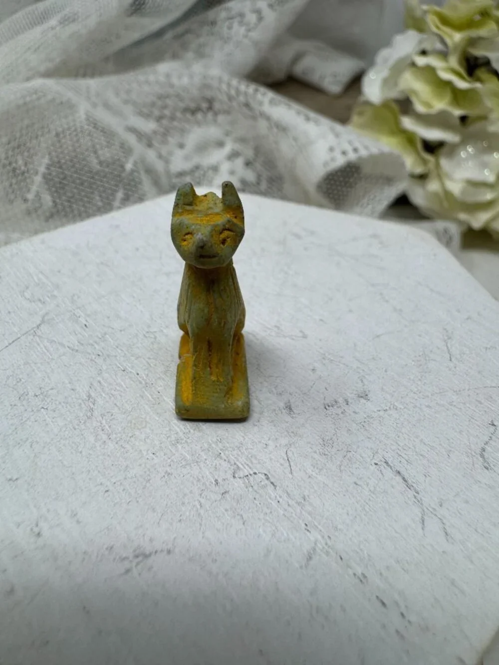 Bastet Small Vintage Egyptian Hand-Carved Stone Cat Figurine - Pendant 1